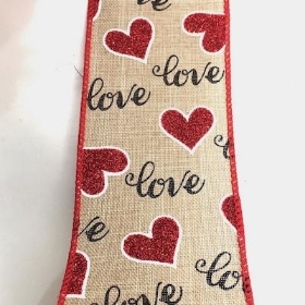 Love and Hearts Ribbon 63mm